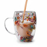 Aurora Blossom Glasbecher – Handgefertigte Blütentasse aus Borosilikatglas