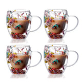 Aurora Blossom Glasbecher – Handgefertigte Blütentasse aus Borosilikatglas